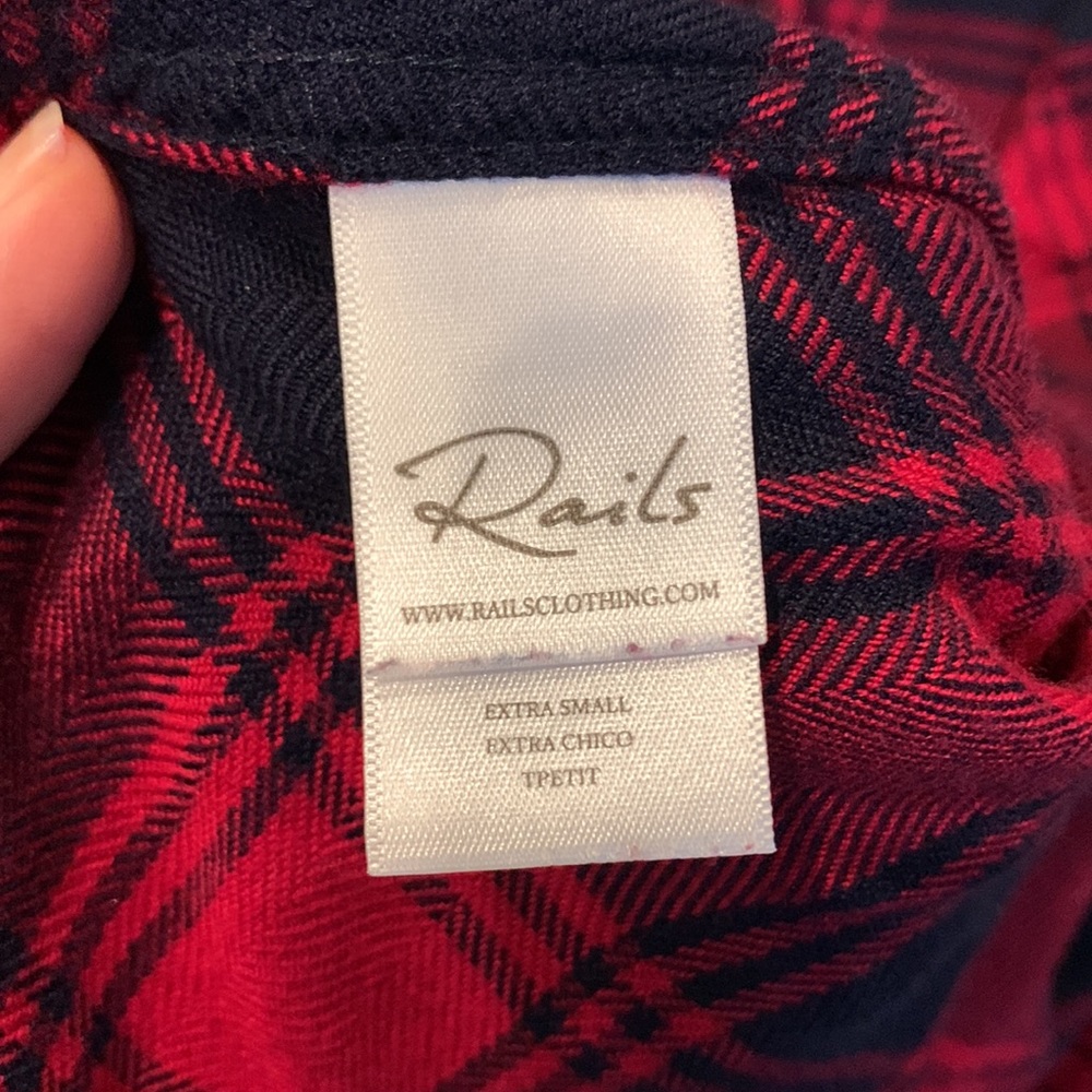 Rails Navy & Red Plaid Flannel Top - image 3